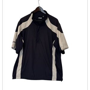 Men’s Navy Blue Ping Fade Short sleeve Windshirt Large